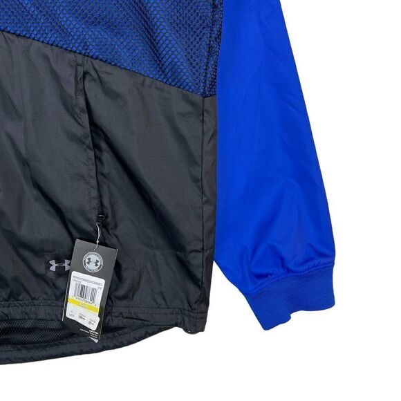 New Under Armour Men US S Sports Jacket Windbreaker Black Blue Lightweight  - Picture 9 of 13